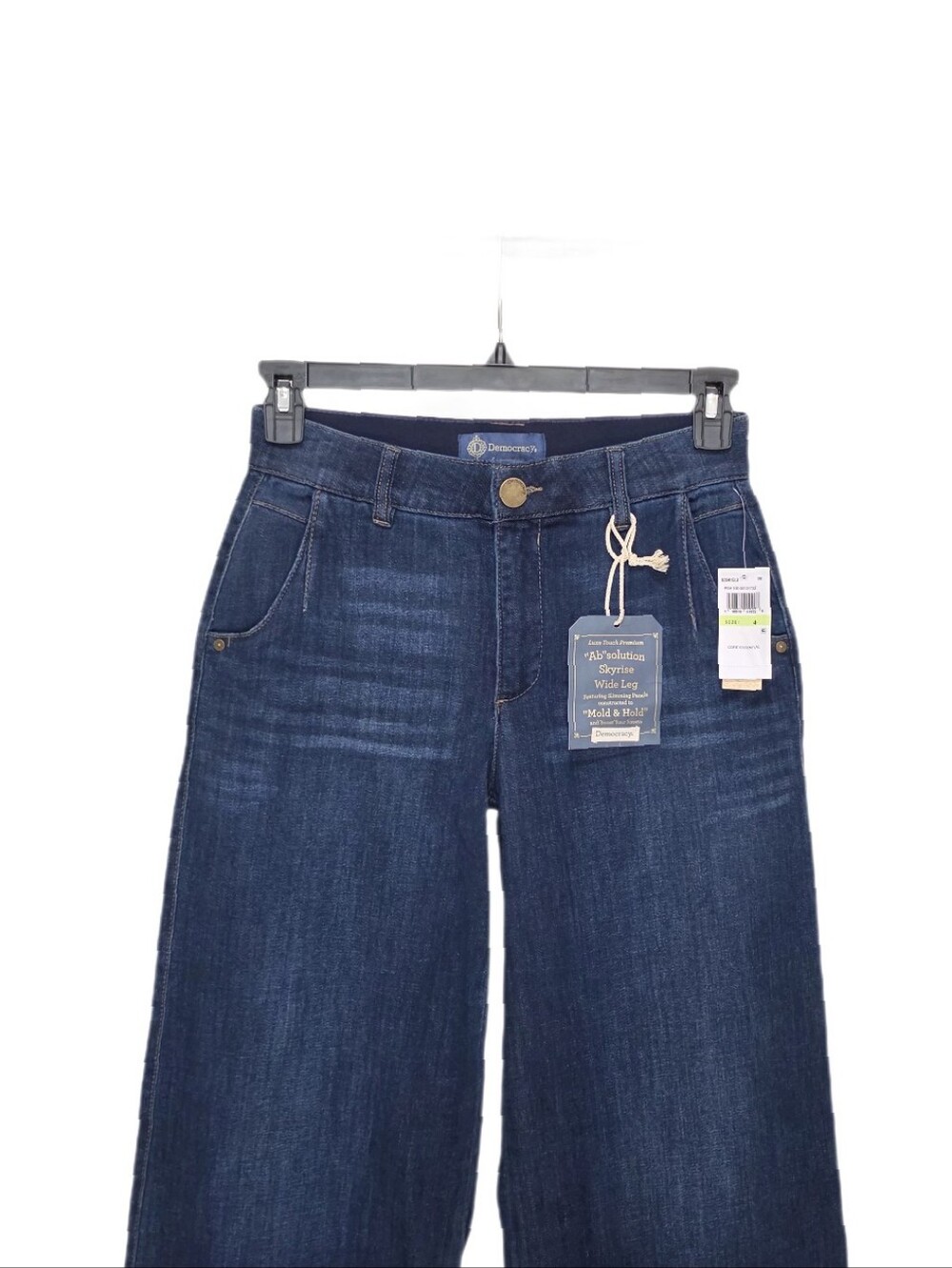Democracy Wide Leg Tulip Hem Jeans Stretch High Rise Ab Solution Indigo 4 - Picture 7 of 11